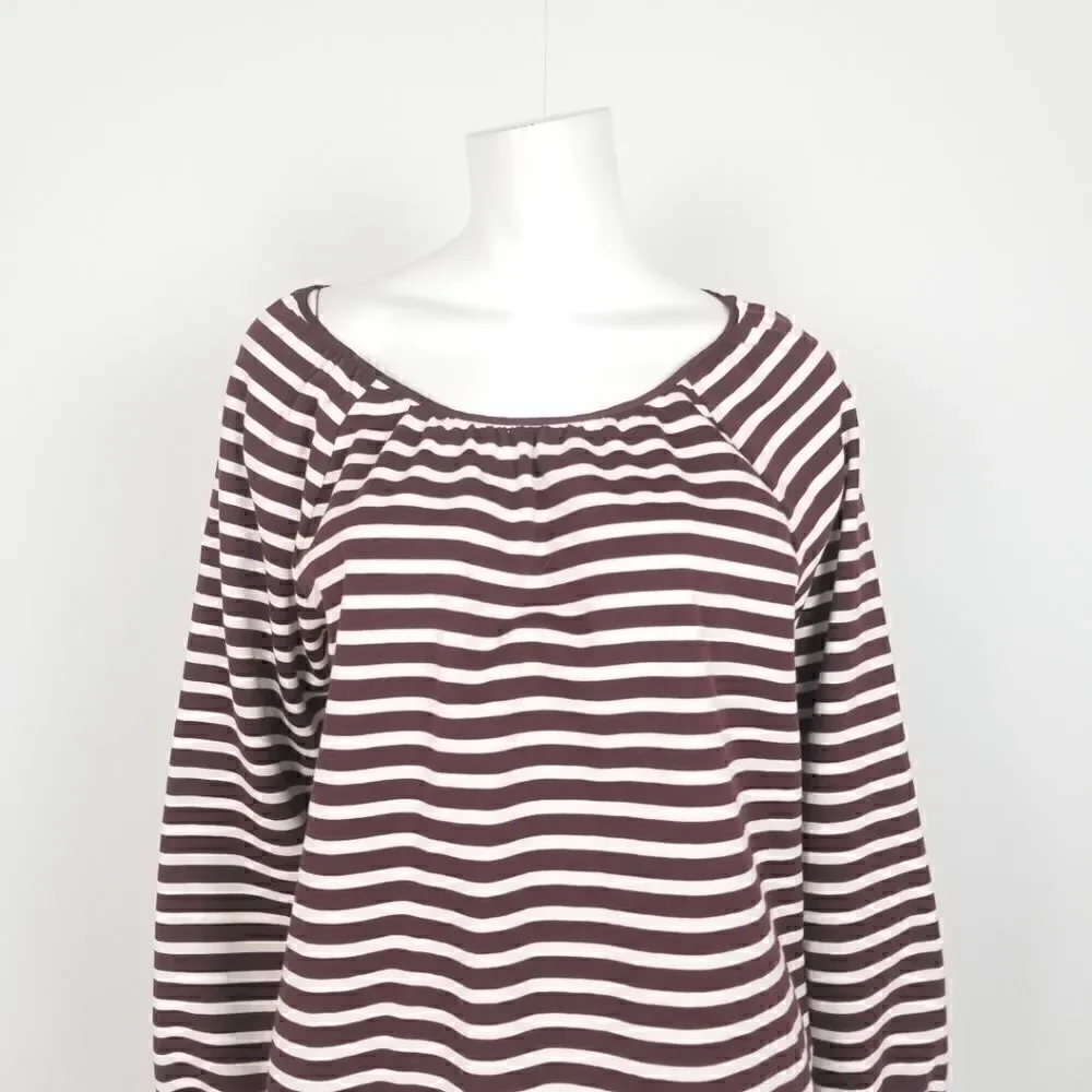 J. Crew Burgundy Striped Peasant Top Size XL